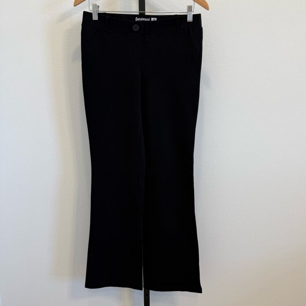 Betabrand Classic Black Flare Pull on Pants Medium Tall Casual Office Comfort